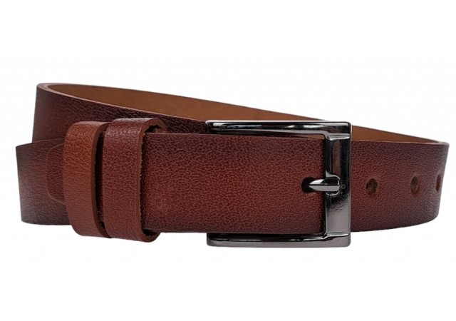 Curea barbati, eleganta, pentru costum, din piele naturala, Maro, 3cm - CK83M